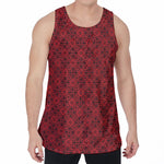 Black And Red Chinese Pattern Print Men's Velvet Tank Top