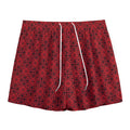 Black And Red Chinese Pattern Print Mesh Shorts