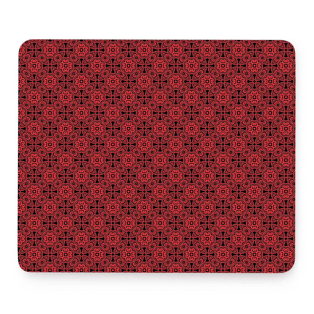 Black And Red Chinese Pattern Print Mouse Pad