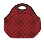 Black And Red Chinese Pattern Print Neoprene Lunch Bag