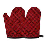 Black And Red Chinese Pattern Print Oven Mitts