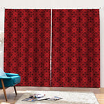 Black And Red Chinese Pattern Print Pencil Pleat Curtains