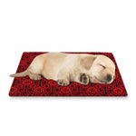 Black And Red Chinese Pattern Print Pet Cooling Mat Cover