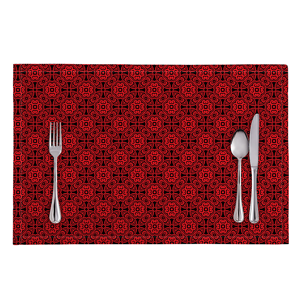 Black And Red Chinese Pattern Print Placemat