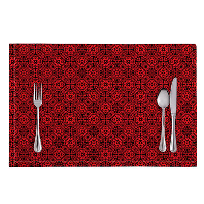 Black And Red Chinese Pattern Print Placemat