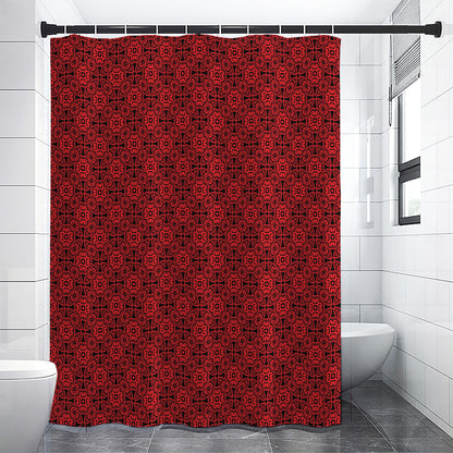 Black And Red Chinese Pattern Print Premium Shower Curtain