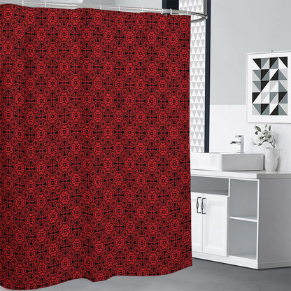 Black And Red Chinese Pattern Print Premium Shower Curtain