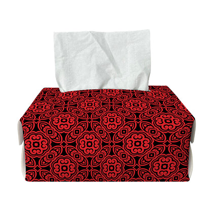 Black And Red Chinese Pattern Print Rectangle Tissue Box Cover