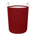 Black And Red Chinese Pattern Print Round Laundry Basket