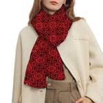 Black And Red Chinese Pattern Print Scarf
