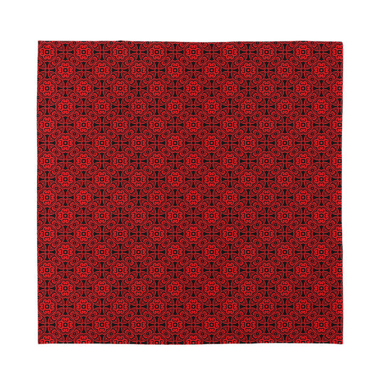 Black And Red Chinese Pattern Print Silk Bandana