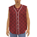 Black And Red Chinese Pattern Print Sleeveless Baseball Jersey