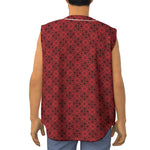 Black And Red Chinese Pattern Print Sleeveless Baseball Jersey