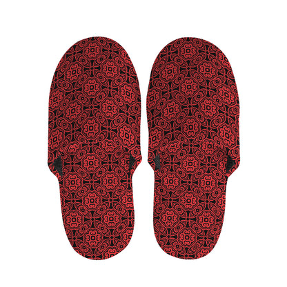 Black And Red Chinese Pattern Print Slippers