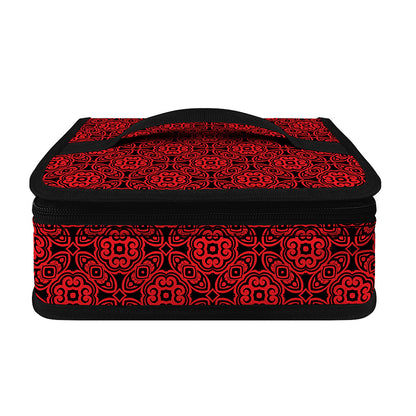 Black And Red Chinese Pattern Print Small Lunch Bag