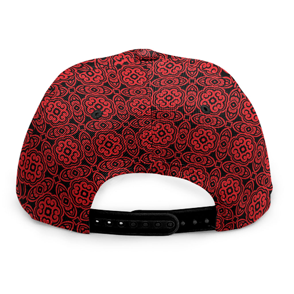 Black And Red Chinese Pattern Print Snapback Cap