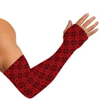 Black And Red Chinese Pattern Print Sun Protection Arm Sleeves