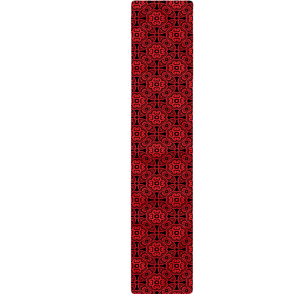 Black And Red Chinese Pattern Print Table Runner