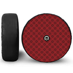 Black And Red Chinese Pattern Print Tire Cover With Camera Hole