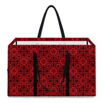 Black And Red Chinese Pattern Print Utility Tote Bag