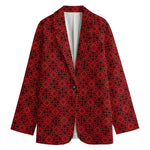 Black And Red Chinese Pattern Print Women's Blazer