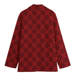 Black And Red Chinese Pattern Print Women's Cotton Blazer