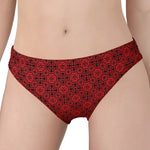 Black And Red Chinese Pattern Print Women's Panties