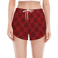 Black And Red Chinese Pattern Print Women's Split Running Shorts