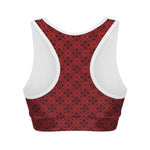 Black And Red Chinese Pattern Print Women's Sports Bra