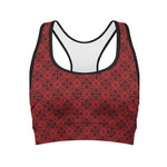 Black And Red Chinese Pattern Print Women's Sports Bra