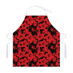 Black And Red Hibiscus Pattern Print Adjustable Apron