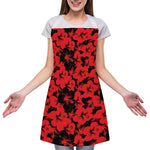 Black And Red Hibiscus Pattern Print Adjustable Apron