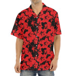 Black And Red Hibiscus Pattern Print Aloha Shirt