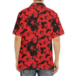 Black And Red Hibiscus Pattern Print Aloha Shirt