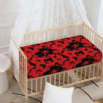 Black And Red Hibiscus Pattern Print Baby Crib Sheet