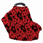 Black And Red Hibiscus Pattern Print Baby Seat Cover