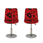 Black And Red Hibiscus Pattern Print Bar Stool Covers