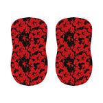 Black And Red Hibiscus Pattern Print Bar Stool Covers