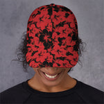 Black And Red Hibiscus Pattern Print Baseball Cap