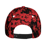 Black And Red Hibiscus Pattern Print Baseball Cap