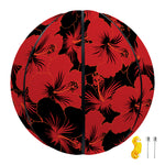 Black And Red Hibiscus Pattern Print Basketball