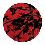 Black And Red Hibiscus Pattern Print Basketball
