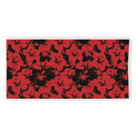 Black And Red Hibiscus Pattern Print Beach Towel