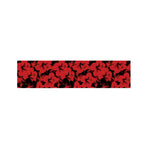 Black And Red Hibiscus Pattern Print Bed Runner