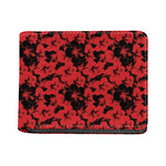 Black And Red Hibiscus Pattern Print Bifold Wallet