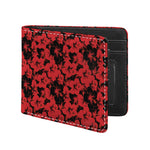 Black And Red Hibiscus Pattern Print Bifold Wallet