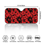 Black And Red Hibiscus Pattern Print Car Windshield Sun Shade