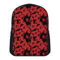 Black And Red Hibiscus Pattern Print Casual Backpack