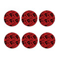 Black And Red Hibiscus Pattern Print Coaster Set