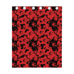 Black And Red Hibiscus Pattern Print Curtain